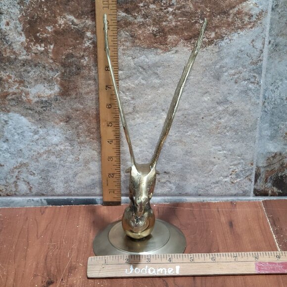 Vintage Solid Brass Eagle in Flight Bird Sculpture American Bald Eagle Perched o - Picture 7 of 14